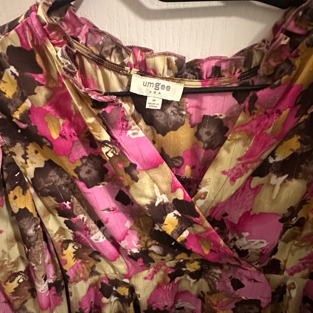 Umgee Pink and Brown Floral Dress - Picture 2 of 5